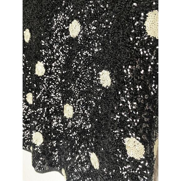 J. Crew Women's Sequin Short Sleeve Top Black White Polka Dots Blogger Favorite - Picture 7 of 11